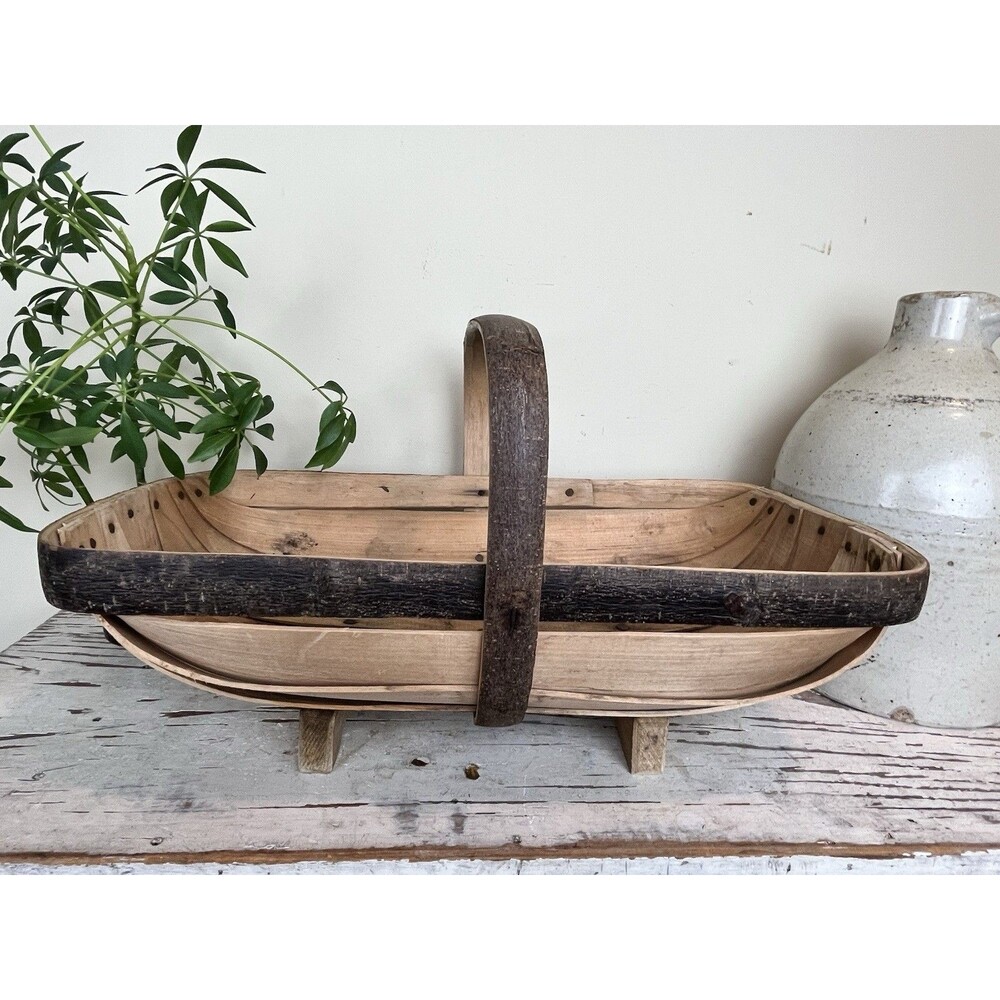 Vintage Sussex Trug Wooden Gathering Basket/ Rustic Home / Garden / Cottage Home